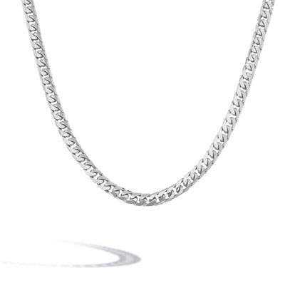White Gold Solid Miami Cuban Link Chain Necklace - 22 Inch - Private Label product