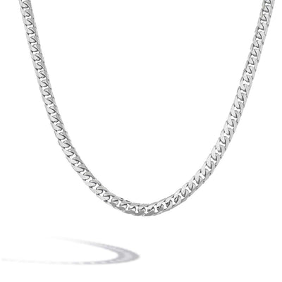 White Gold Solid Miami Cuban Link Chain Necklace - 24 Inch - Private Label product