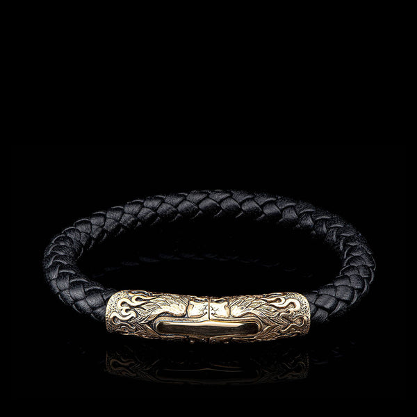 William Henry Ramble On Black Leather and Bronze Bracelet