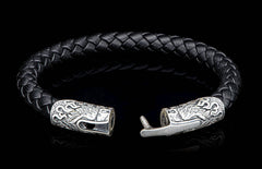 William Henry Ramble On Silver Braided Leather Bracelet