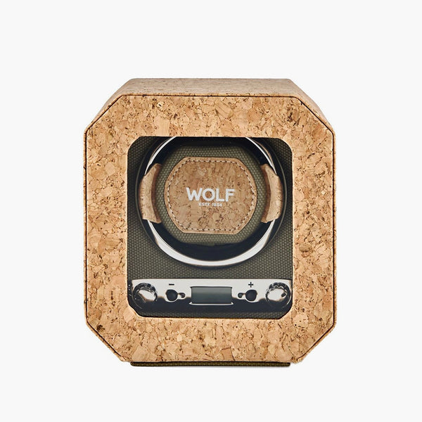 Wolf Cortica single watch winder II in cork, front view