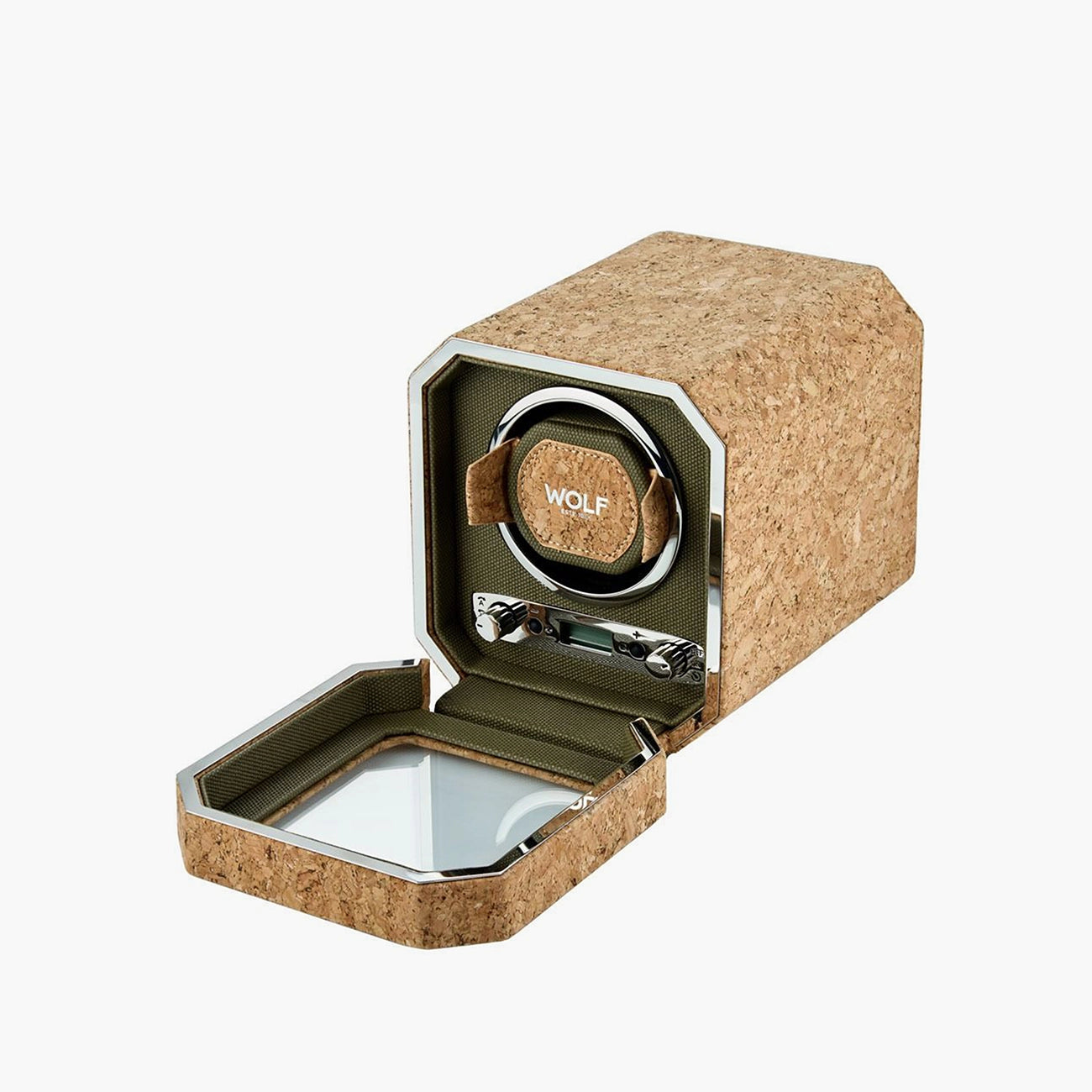 Wolf Cortica single watch winder II detail showing winding controls