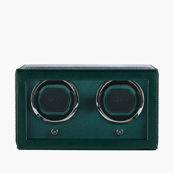 Wolf Cub double watch winder with green cover, front view