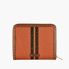 Wolf Ida travel zip jewelry portfolio in orange, front view