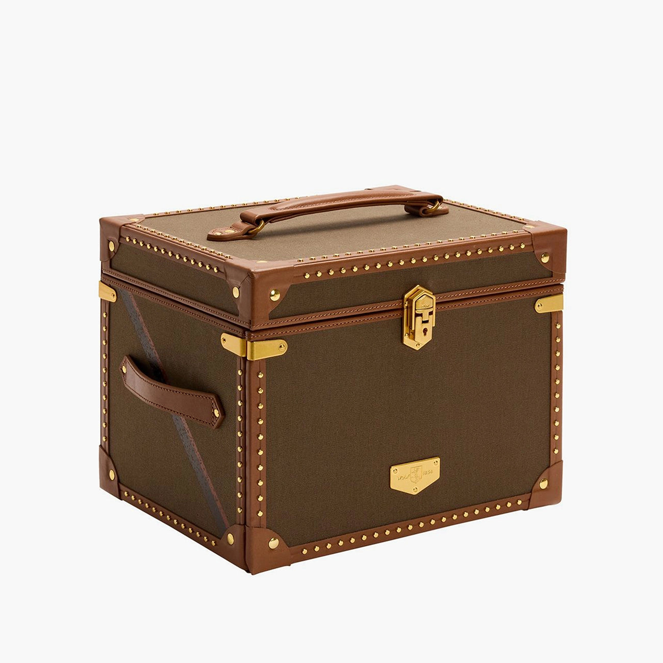 Wolf Ida trunk jewelry box khaki finish, side profile