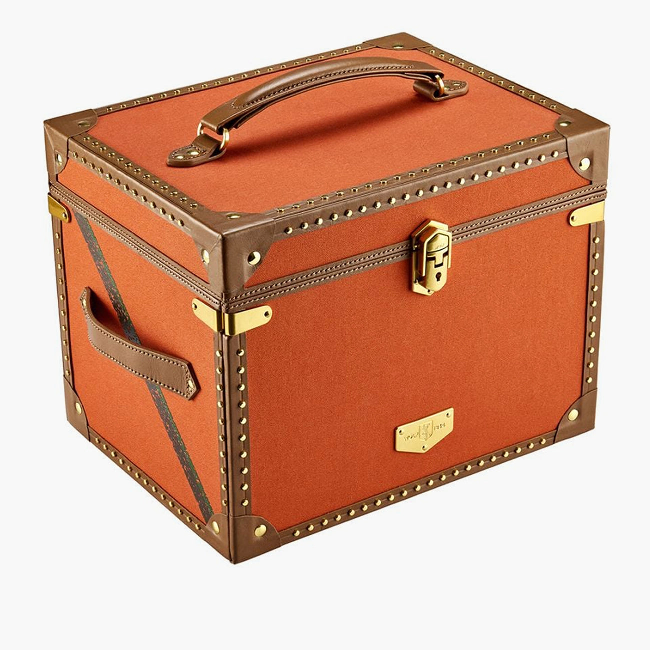 Wolf Ida trunk jewelry box orange finish, side angle