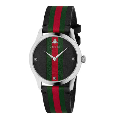 Gucci G-Timeless Black Green & Red Striped Nylon Watch - Gucci product