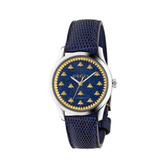 Gucci 38mm G-Timeless Steel and Lapis Dial Watch