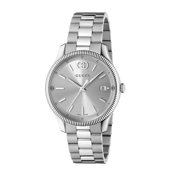 【GUCCI 】GUCCIシルバー アナログ時計 Gucci G-Timeless Grey Dial Stainless Steel Watch - 38mm