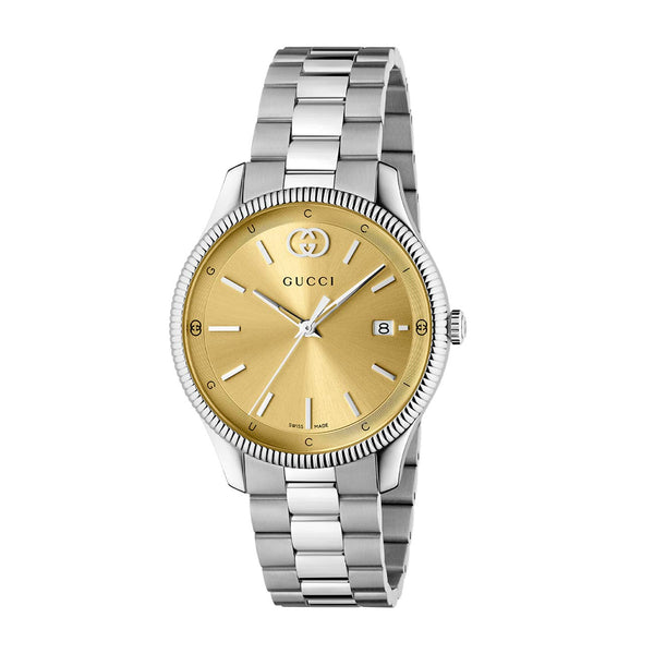 Gucci G-Timeless Gold Dial Stainless Steel Watch - 38mm