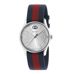 Gucci G-Timeless 38mm Red and Blue Striped Nylon Watch
