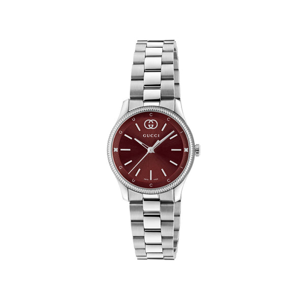 Gucci G-Timeless Red Dial on Steel Bracelet - 29mm | YA1265069