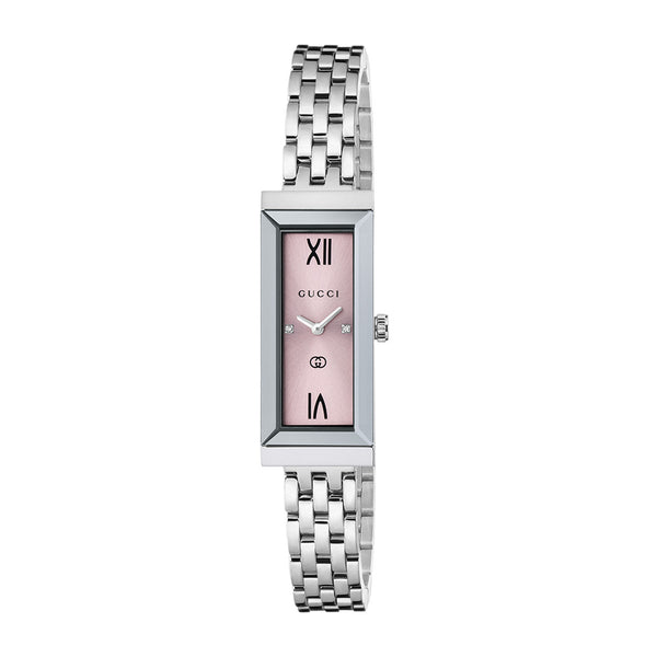 Gucci G-Frame Rectangular Stainless Steel Pink Dial Ladies' Watch