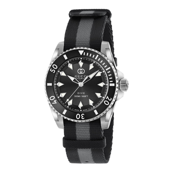 Gucci Dive Stainless Steel Black Dial Watch - 40mm