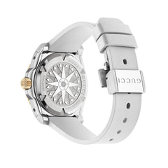 Gucci Dive White Dial Pink Gold Bezel Watch on White Rubber Strap - 36mm