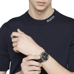 Gucci Interlocking G Black Dial Watch on Rubber Strap - 41mm
