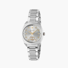 Gucci Interlocking G Silver Diamond Dial Quartz Watch with Steel Bracelet - 29mm