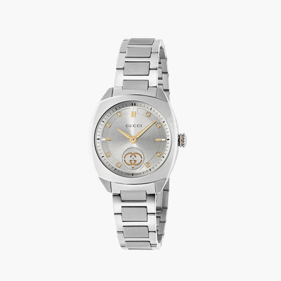 Gucci Interlocking G Silver Diamond Dial Quartz Watch with Steel Bracelet - 29mm - Gucci product