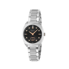 Gucci Interlocking G Black Dial Watch on Steel Bracelet - 29mm