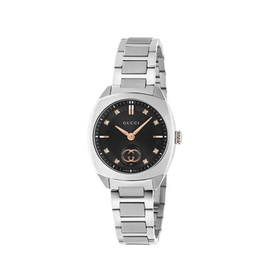 Gucci Interlocking G Black Dial Watch on Steel Bracelet - 29mm - Gucci product