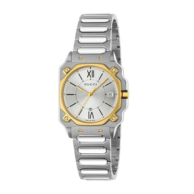 Gucci G-Flat Two-Tone Silver Dial on Stainless Steel Bracelet - 30mm - Gucci product
