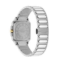 Gucci G-Flat Two-Tone Silver Dial on Stainless Steel Bracelet - 30mm
