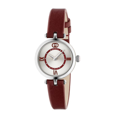 Gucci Model 2000 Silver and Red Dial Watch with Red Leather Strap - 24mm - Gucci product