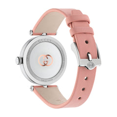 Gucci Model 2000 Silver Dial Watch with Pink Leather Strap - 30mm