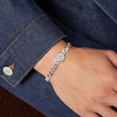 Gucci Trademark Silver Cuban Link Bracelet