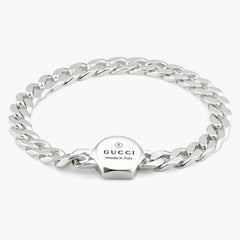 Gucci Trademark Silver Cuban Link Bracelet