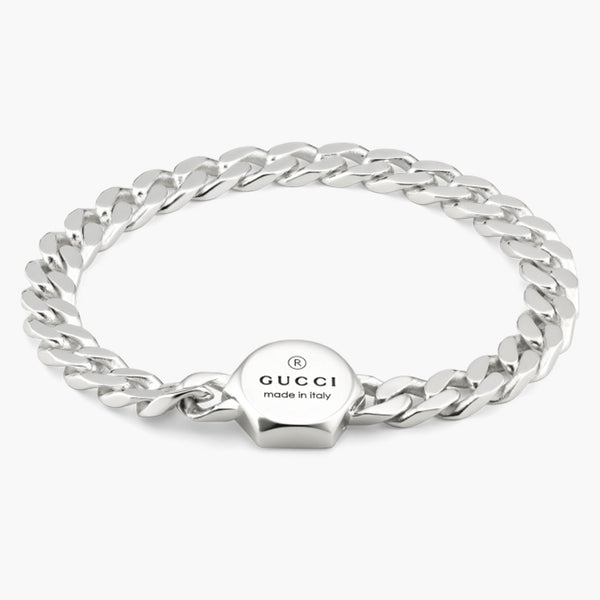 Gucci Trademark Silver Cuban Link Bracelet