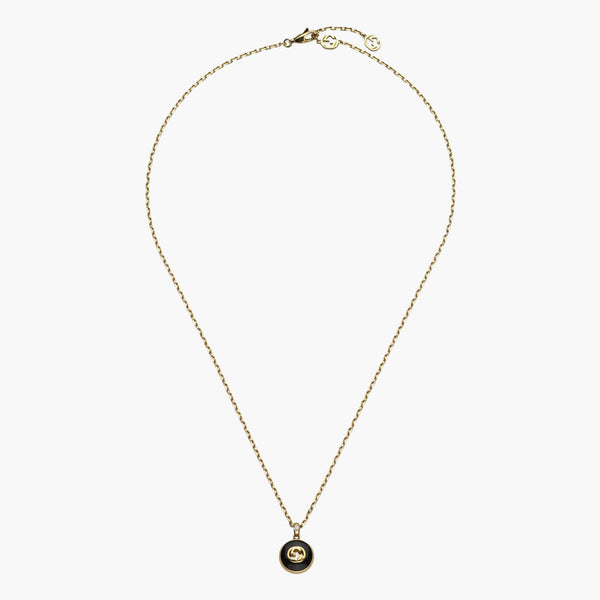 ✨超レア✨GUCCI ブラックオニキス ネックレス Gucci 18k Yellow Gold Interlocking G Necklace in Black Onyx with