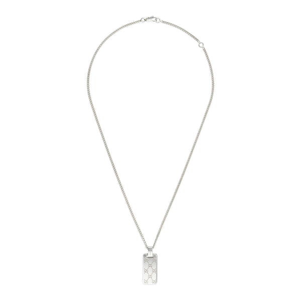 Gucci Signature GG Silver Dog Tag Necklace