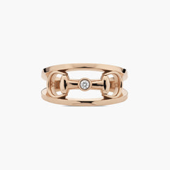 Gucci Horsebit Wide Diamond Ring in 18K Rose Gold