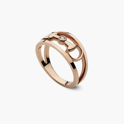 Gucci Horsebit Wide Diamond Ring in 18K Rose Gold - Gucci product