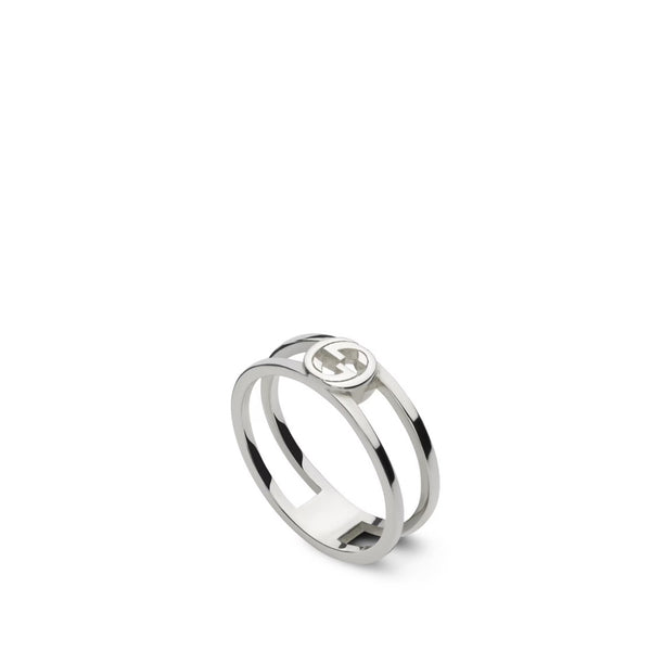 Gucci Interlocking G Silver Double Row Ring in Sterling Silver