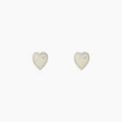Gucci Heart Mother-of-Pearl Enamel Stud Earrings