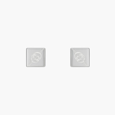 Gucci Tag Diagonal Silver Stud Earrings - Gucci product