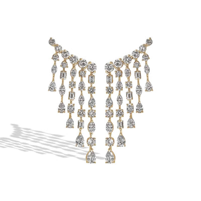 Private Label Cascade Multi-Shape Diamond Drop Earrings in 18K Yellow Gold - Private Label product