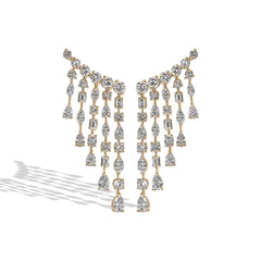 Private Label Cascade Multi-Shape Diamond Drop Earrings in 18K Rose Gold