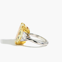 Three-Stone 12 Carat Fancy Yellow GIA Certified Diamond Ring