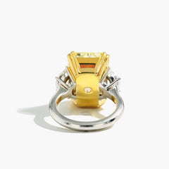 Three-Stone 12 Carat Fancy Yellow GIA Certified Diamond Ring