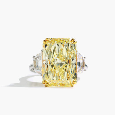 Three-Stone 12 Carat Fancy Yellow GIA Certified Diamond Ring - Private Label product