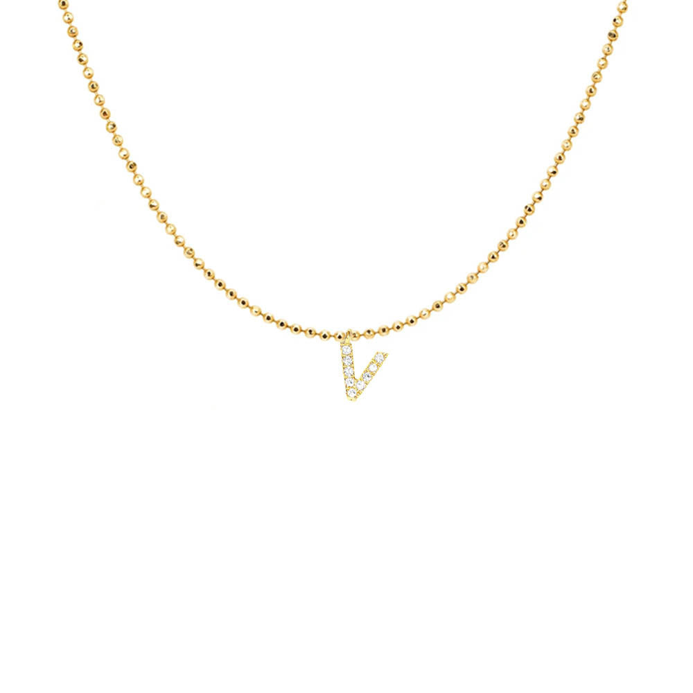 EF Collection Diamond Initial Charm in Yellow gold