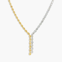 18 Carat Yellow and White Diamond Y Necklace