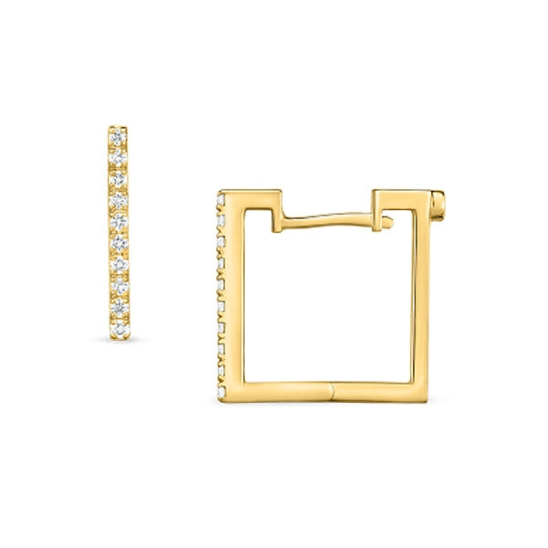 Roberto Coin Diamond Yellow Gold Square Hoop Earrings