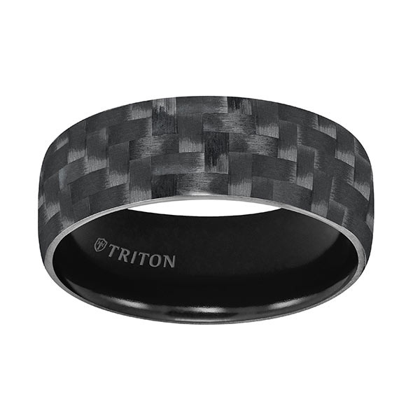 Triton Carbon Fiber TungstenAIR Domed Black Comfort Fit Band Flat Up View