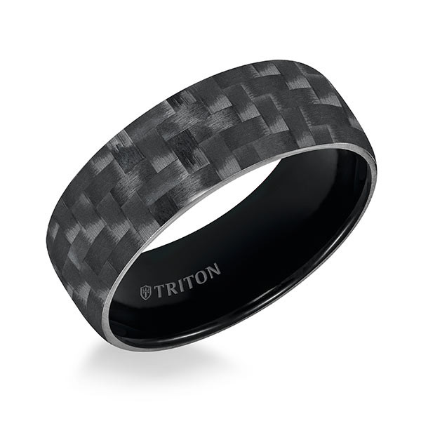 Triton Carbon Fiber TungstenAIR Domed Black Comfort Fit Band Angle View