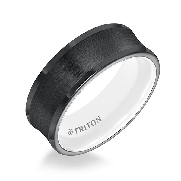 Triton Concave Black TungstenAIR & Arctic White Comfort Fit Band Angle View