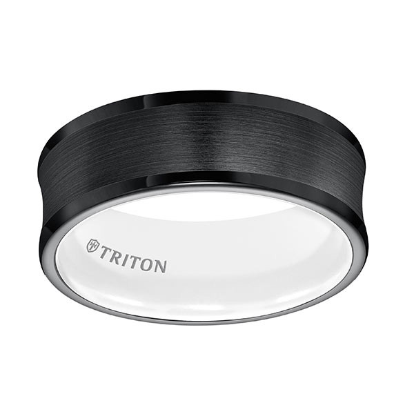 Triton Concave Black TungstenAIR & Arctic White Comfort Fit Band Flat Up View